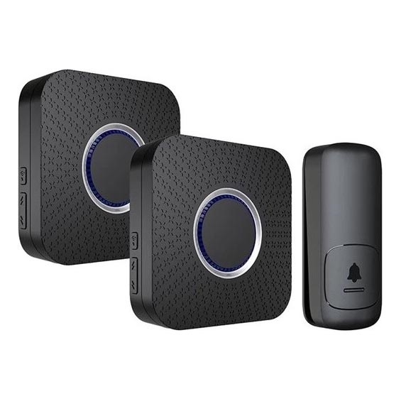 CONJUNTO 2x Campainhas Sem Fios Plug-in cinético 230V preto