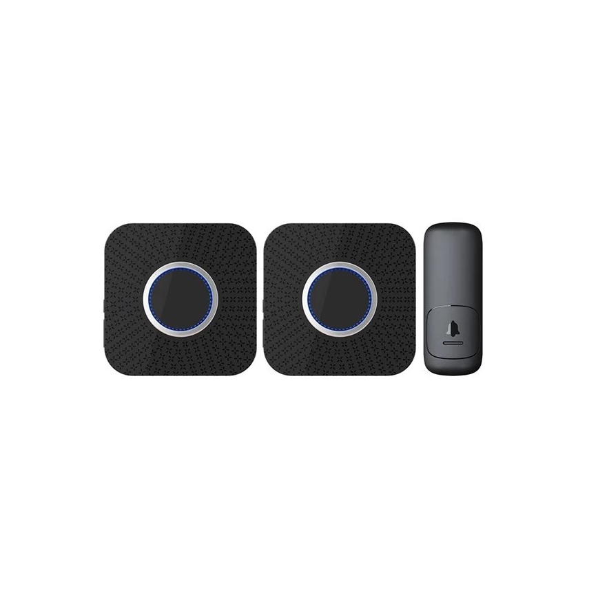 CONJUNTO 2x Campainhas Sem Fios Plug-in cinético 230V preto