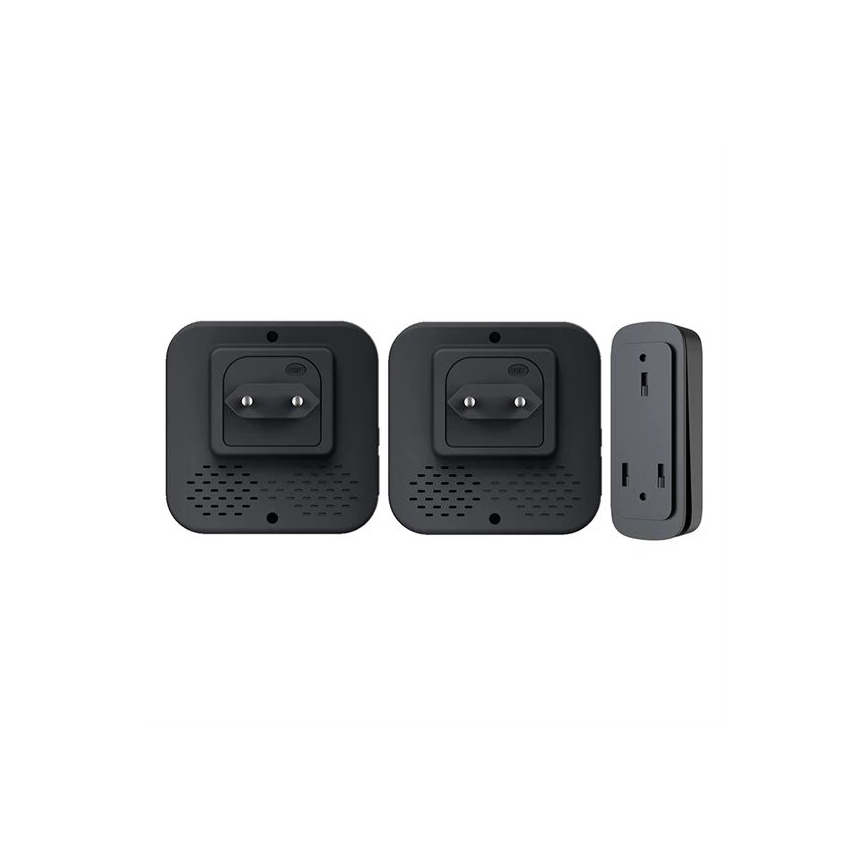 CONJUNTO 2x Campainhas Sem Fios Plug-in cinético 230V preto