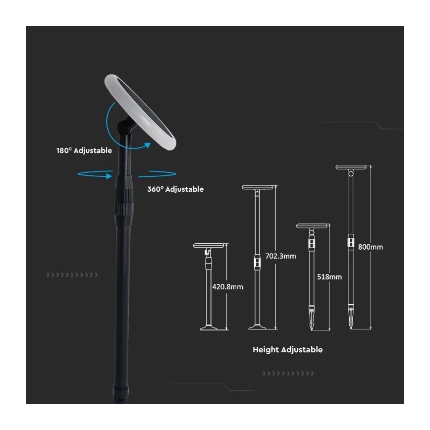 CONJUNTO 2x Candeeiro solar ajustável LED GARDEN LED/3W/5V 42-80 cm 3000K IP65