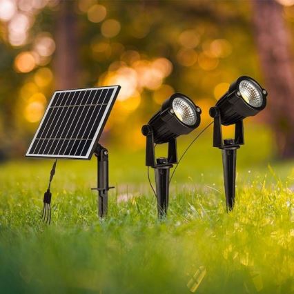 CONJUNTO 2x Candeeiro solar exterior LED 2xLED/1,2W/3,7V IP65 3000K