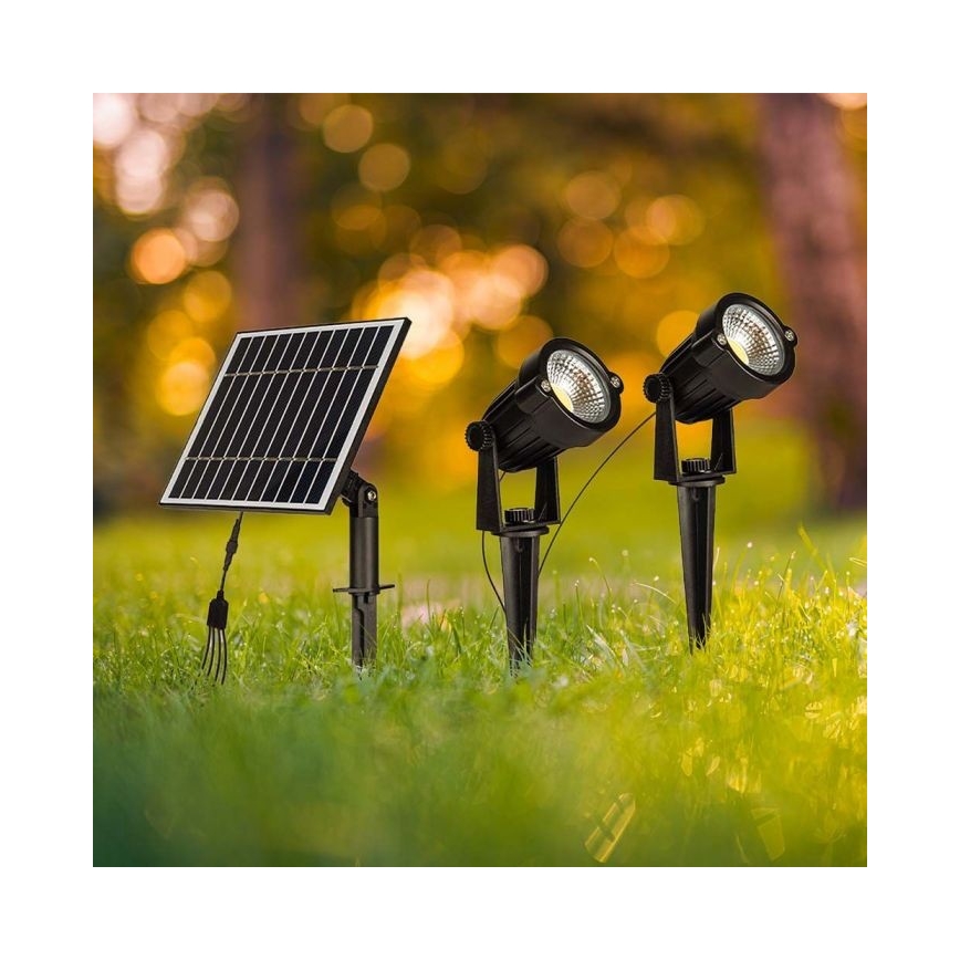 CONJUNTO 2x Candeeiro solar exterior LED 2xLED/1,2W/3,7V IP65 3000K