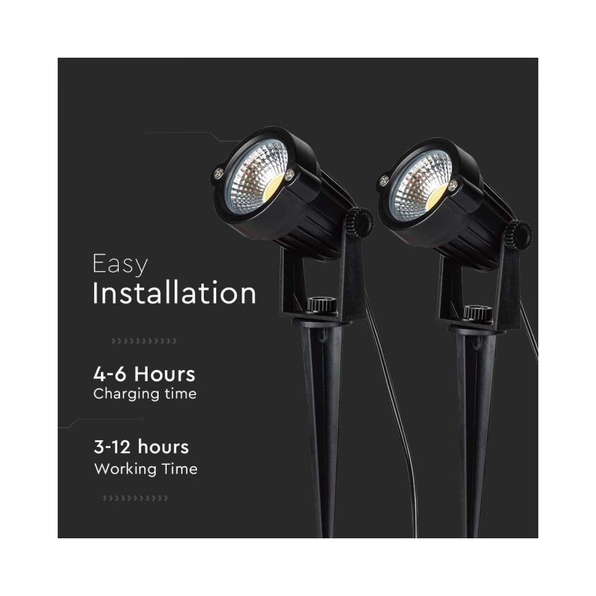 CONJUNTO 2x Candeeiro solar exterior LED 2xLED/1,2W/3,7V IP65 3000K