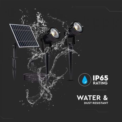 CONJUNTO 2x Candeeiro solar exterior LED 2xLED/1,2W/3,7V IP65 3000K