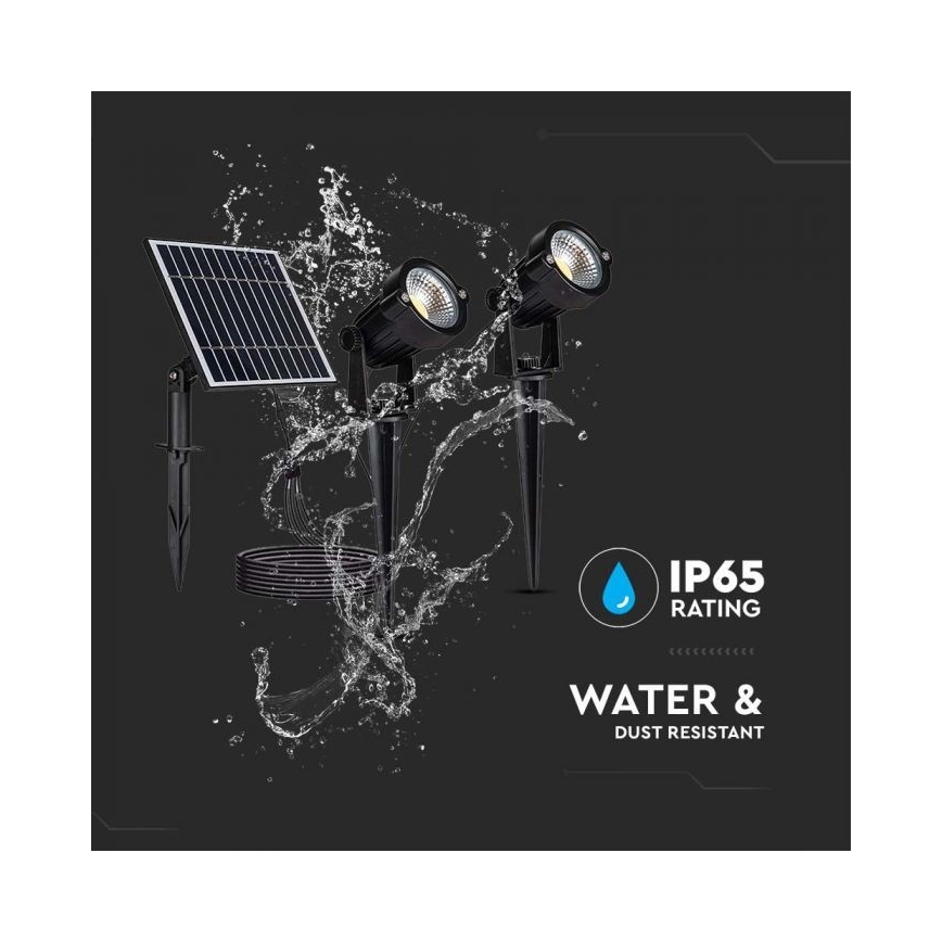 CONJUNTO 2x Candeeiro solar exterior LED 2xLED/1,2W/3,7V IP65 3000K