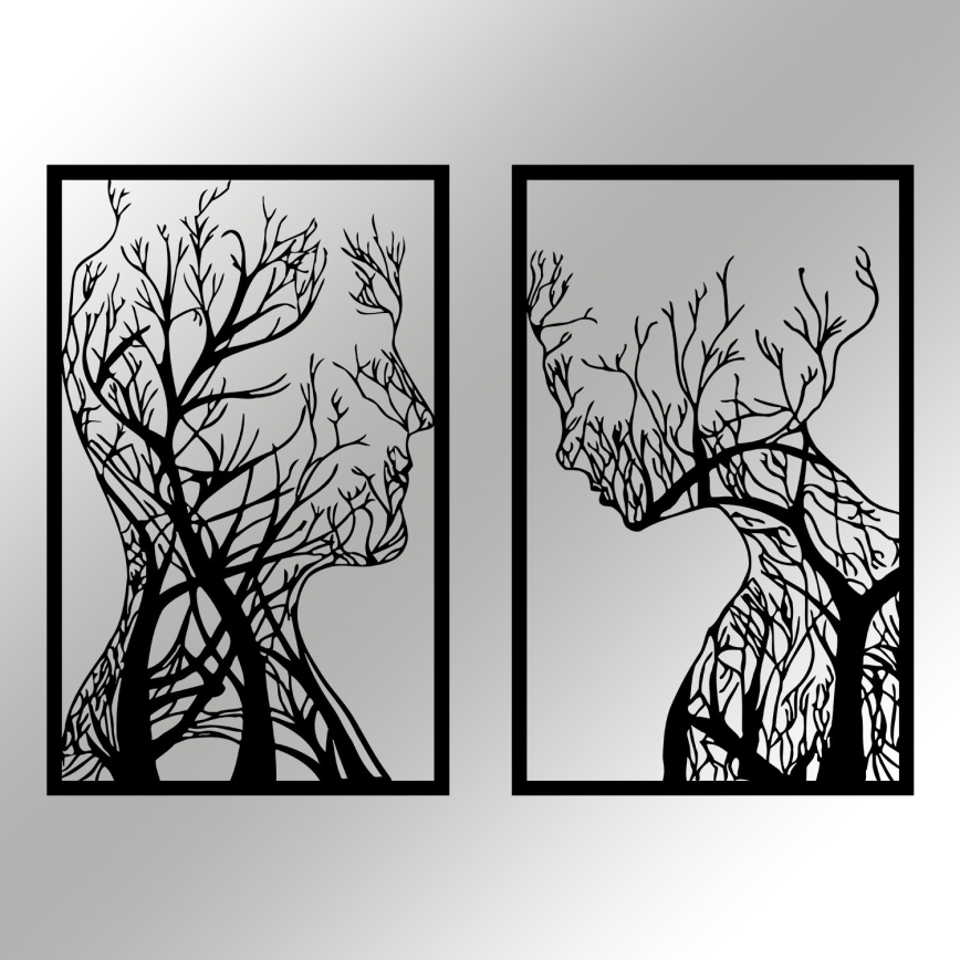 CONJUNTO 2x Decorações de parede 86x63 cm Árvore da Vida metal