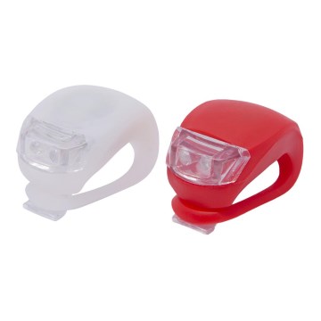 CONJUNTO 2x Iluminação de Bicicleta LED/1xCR2032 IP44 vermelho/branco