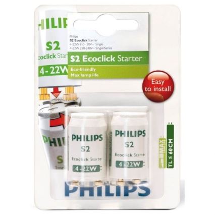 CONJUNTO 2x Iniciador para lâmpadas fluorescentes Philips S2 4-22W