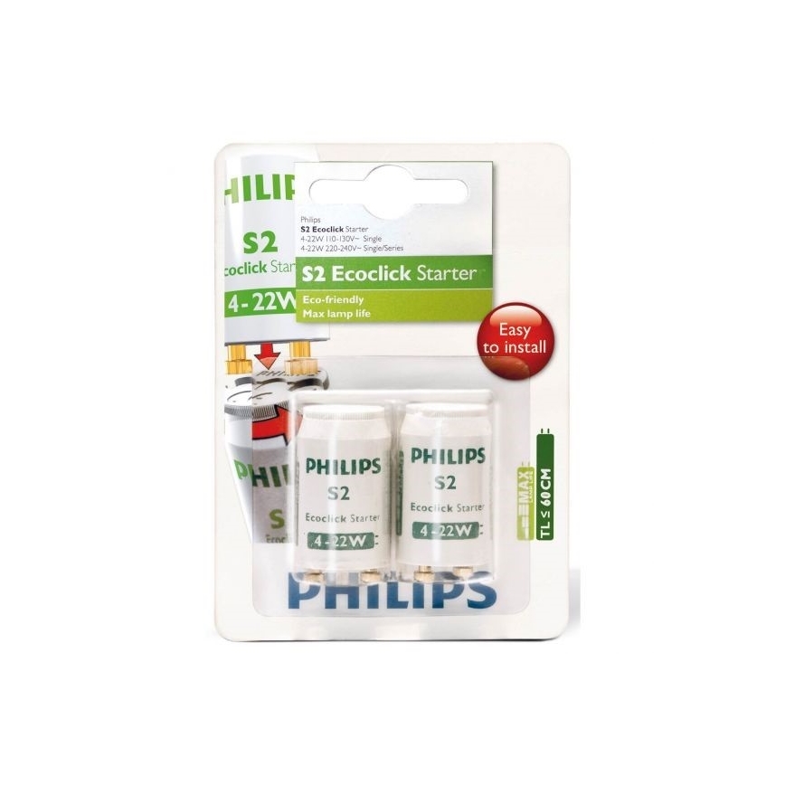 CONJUNTO 2x Iniciador para lâmpadas fluorescentes Philips S2 4-22W