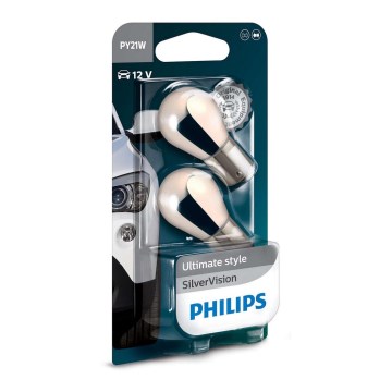 CONJUNTO 2x Lâmpada de carro Philips SILVER VISION 12496SVB2 PY21W BAU15s/21W/12V