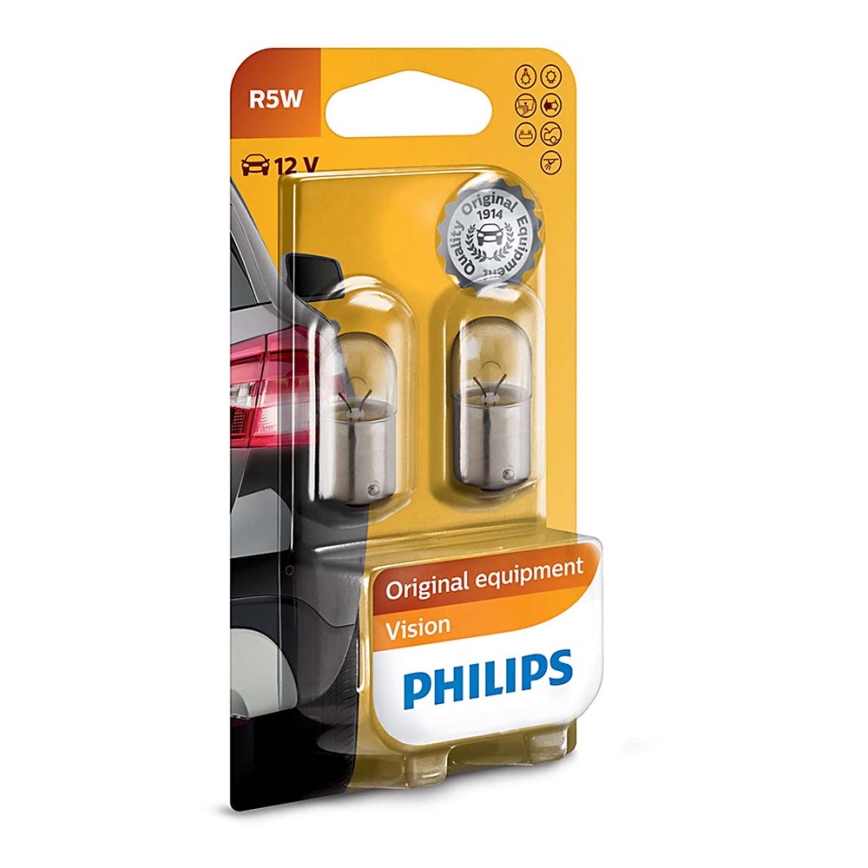 CONJUNTO 2x Lâmpada de carro Philips VISION 12821B2 R5W BA15s/5W/12V