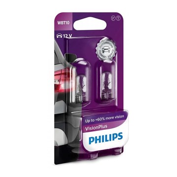 CONJUNTO 2x Lâmpada de carro Philips VISION PLUS WB T10 W2,1x9,5D/6W/12V