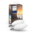 CONJUNTO 2x Lâmpada fosca LED Philips Hue WHITE AMBIANCE B39 E14/4W/230V 2200K - 6500K