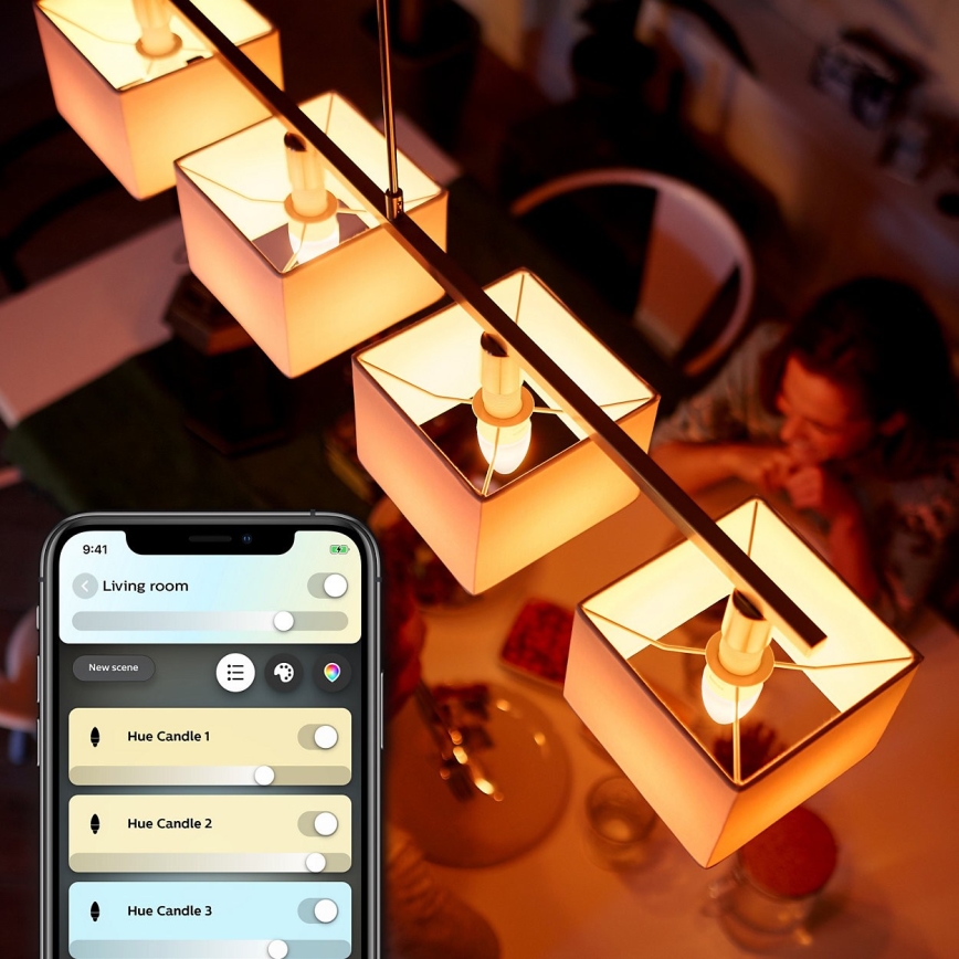 CONJUNTO 2x Lâmpada fosca LED Philips Hue WHITE AMBIANCE B39 E14/4W/230V 2200K - 6500K