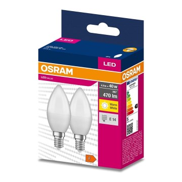 CONJUNTO 2x Lâmpada LED B35 E14/4,9W/230V 3000K - Osram
