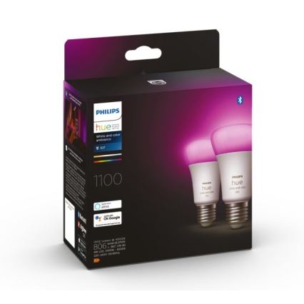 CONJUNTO 2x Lâmpada LED com regulação Philips Hue White And Color Ambiance A60 E27/9W/230V 2000-6500K