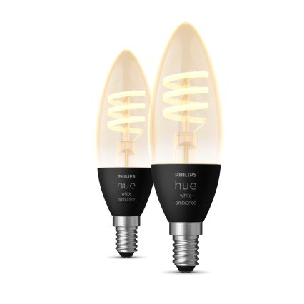 CONJUNTO 2x Lâmpada LED com regulação Philips Hue WHITE AMBIANCE E14/4,6W/230V