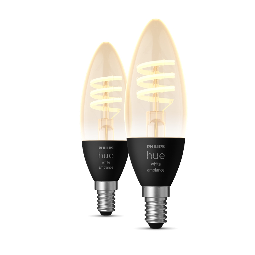 CONJUNTO 2x Lâmpada LED com regulação Philips Hue WHITE AMBIANCE E14/4,6W/230V