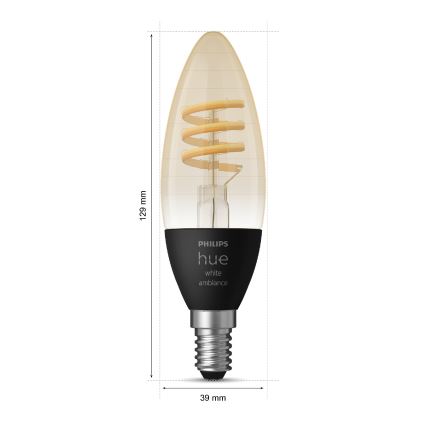 CONJUNTO 2x Lâmpada LED com regulação Philips Hue WHITE AMBIANCE E14/4,6W/230V