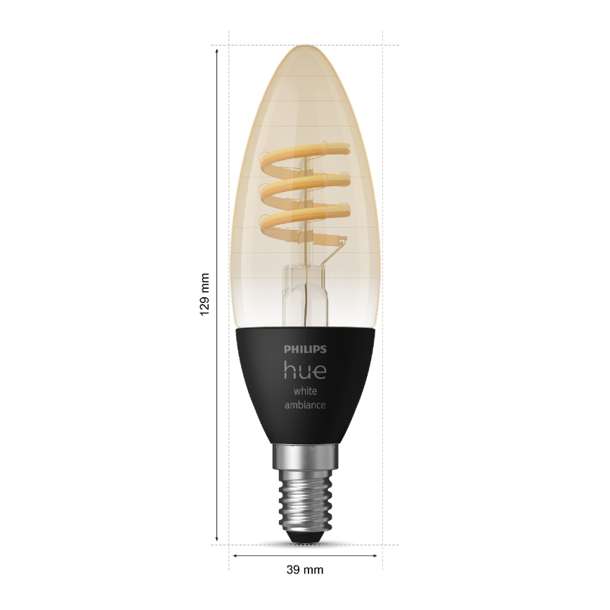 CONJUNTO 2x Lâmpada LED com regulação Philips Hue WHITE AMBIANCE E14/4,6W/230V