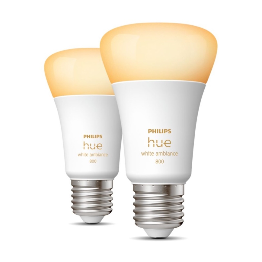 CONJUNTO 2x Lâmpada LED com regulação Philips Hue WHITE AMBIANCE E27/6W/230V 2200-6500K