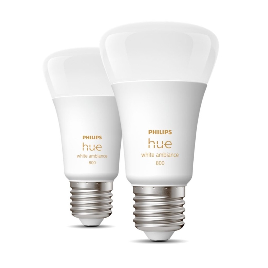 CONJUNTO 2x Lâmpada LED com regulação Philips Hue WHITE AMBIANCE E27/6W/230V 2200-6500K
