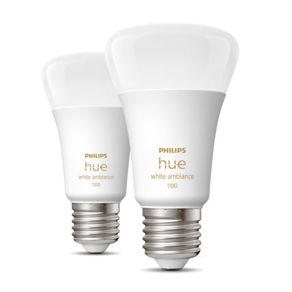 CONJUNTO 2x Lâmpada LED com regulação Philips Hue WHITE AMBIANCE E27/8W/230V 2200-6500K
