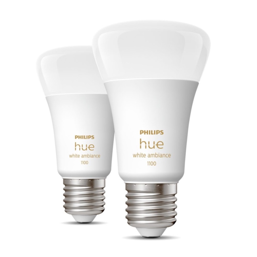 CONJUNTO 2x Lâmpada LED com regulação Philips Hue WHITE AMBIANCE E27/8W/230V 2200-6500K
