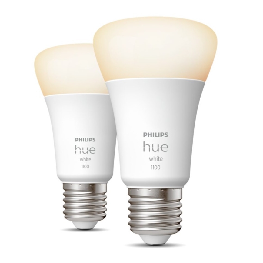 CONJUNTO 2x Lâmpada LED com regulação Philips Hue WHITE E27/9,5W/230V 2700K