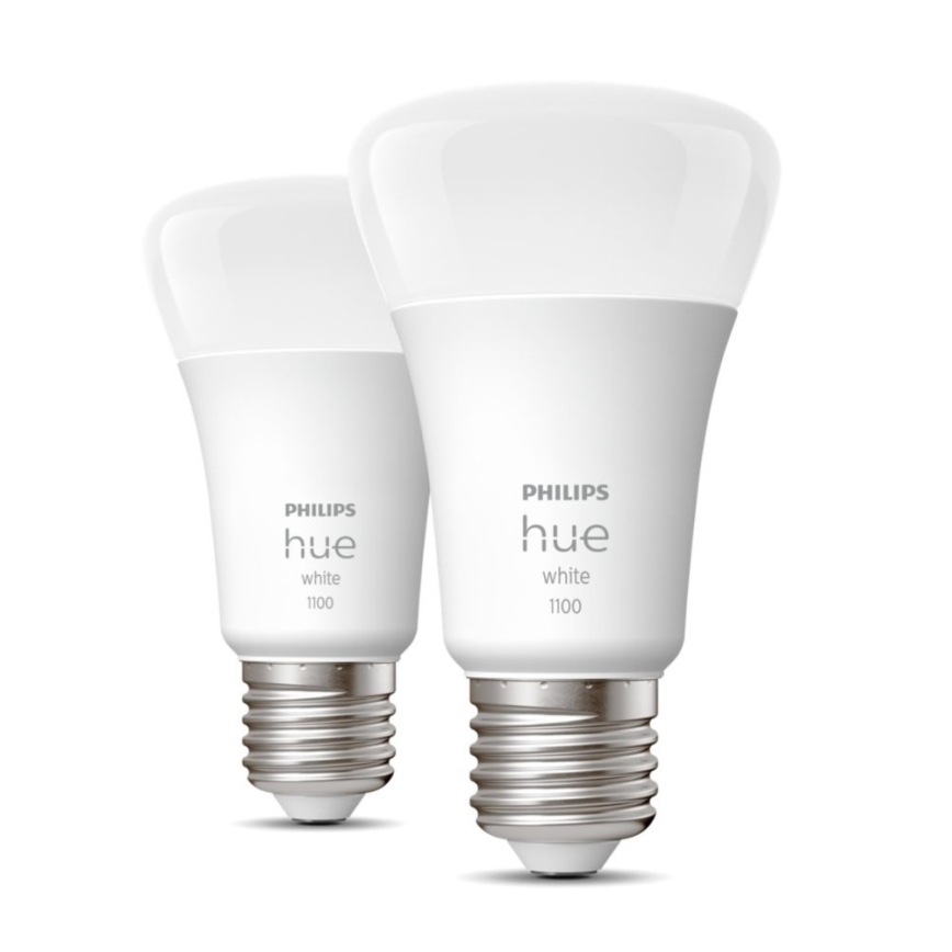 CONJUNTO 2x Lâmpada LED com regulação Philips Hue WHITE E27/9,5W/230V 2700K