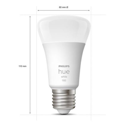 CONJUNTO 2x Lâmpada LED com regulação Philips Hue WHITE E27/9,5W/230V 2700K