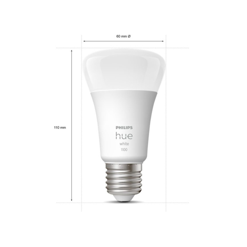 CONJUNTO 2x Lâmpada LED com regulação Philips Hue WHITE E27/9,5W/230V 2700K