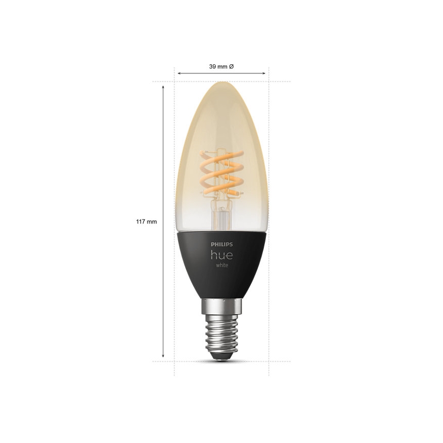 CONJUNTO 2x Lâmpada LED com regulação Philips Hue WHITE FILAMENT E14/4,5W/230V 2100K