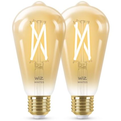 CONJUNTO 2x Lâmpada LED com regulação VINTAGE FILAMENT ST64 E27/6,7W/230V 2000-5000K Wi-Fi - WiZ