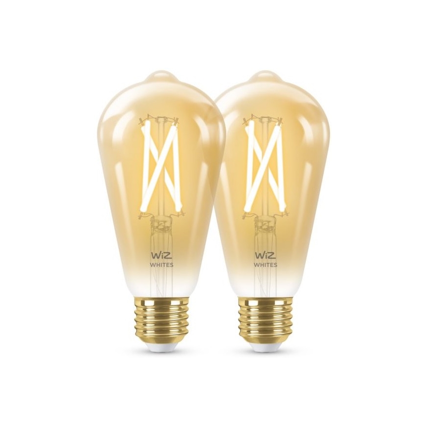 CONJUNTO 2x Lâmpada LED com regulação VINTAGE FILAMENT ST64 E27/6,7W/230V 2000-5000K Wi-Fi - WiZ