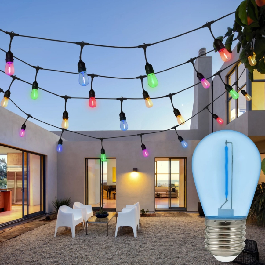 CONJUNTO 2x Lâmpada LED PARTY E27/0,3W/36V azul