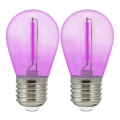CONJUNTO 2x Lâmpada LED PARTY E27/0,3W/36V roxo