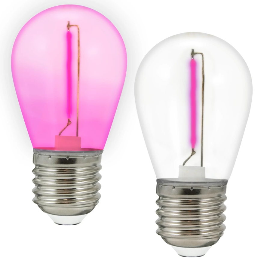 CONJUNTO 2x Lâmpada LED PARTY E27/0,3W/36V roxo