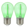 CONJUNTO 2x Lâmpada LED PARTY E27/0,3W/36V verde