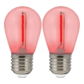 CONJUNTO 2x Lâmpada LED PARTY E27/0,3W/36V vermelho