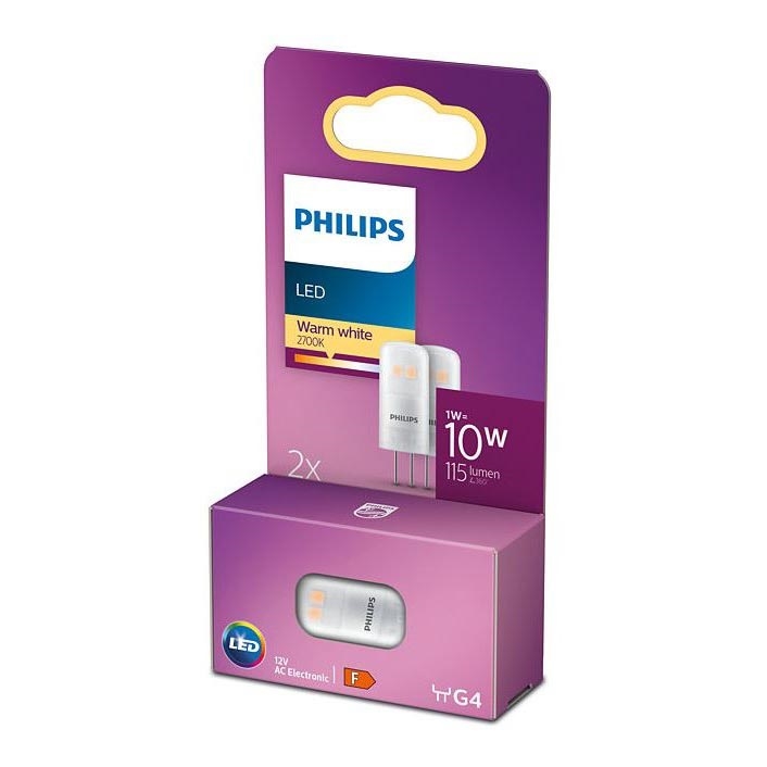 CONJUNTO 2x Lâmpada LED Philips G4/1W/12V 2700K