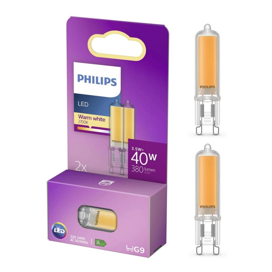 CONJUNTO 2x Lâmpada LED Philips G9/3,5W/230V 2700K