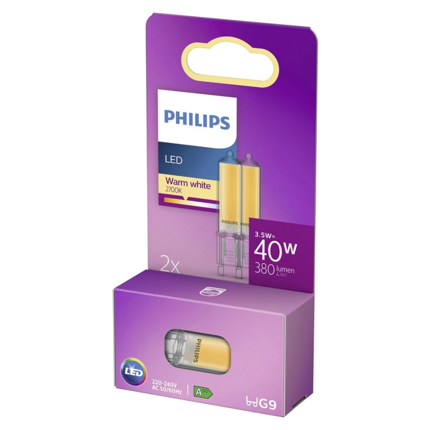 CONJUNTO 2x Lâmpada LED Philips G9/3,5W/230V 2700K