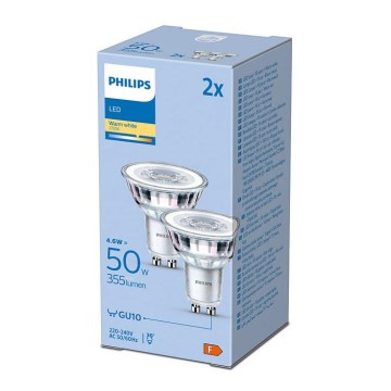 CONJUNTO 2x Lâmpada LED Philips GU10/4,6W/230V 2700K