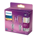 CONJUNTO 2x Lâmpada LED VINTAGE Philips E14/4,3W/230V 2700K