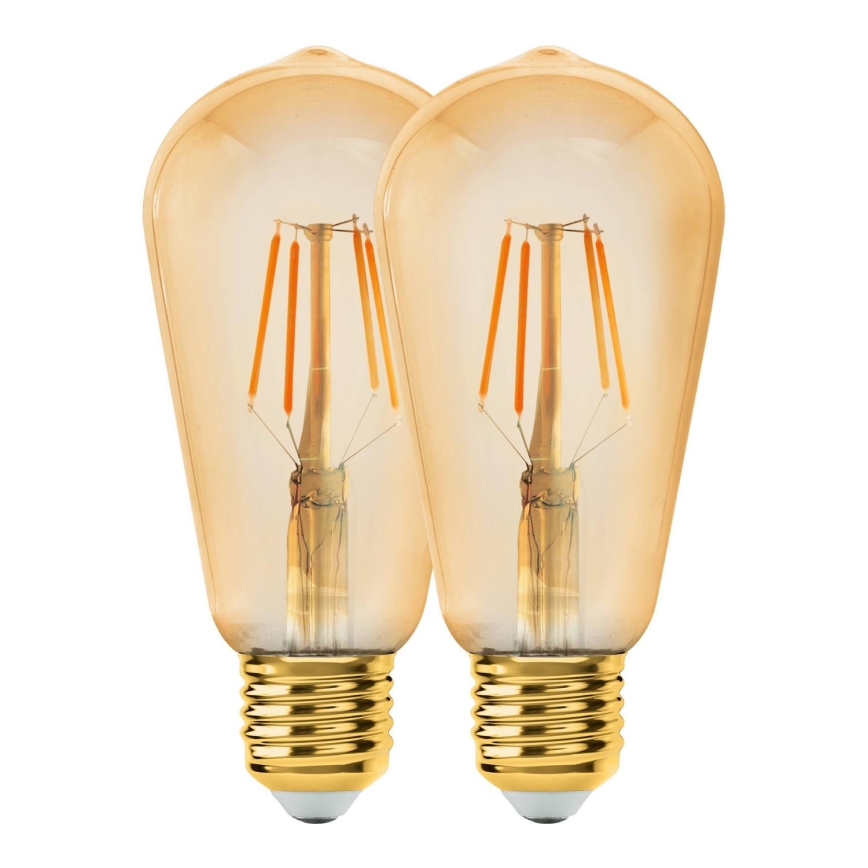 CONJUNTO 2x Lâmpada LED VINTAGE ST64 E27/6W/230V 2200K - Eglo 11783