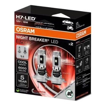 CONJUNTO 2x Lâmpadas de carro LED NIGHT BREAKER H7 PX26d/16W/12V 6000K - Osram