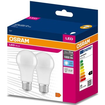 CONJUNTO 2x Lâmpadas LED A60 E27/10W/230V 4000K - Osram