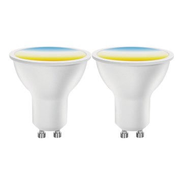 CONJUNTO 2x Lâmpadas LED com regulação MESH Inteligente GU10/6,5W/230V 2700-6500K + comando - Aigostar
