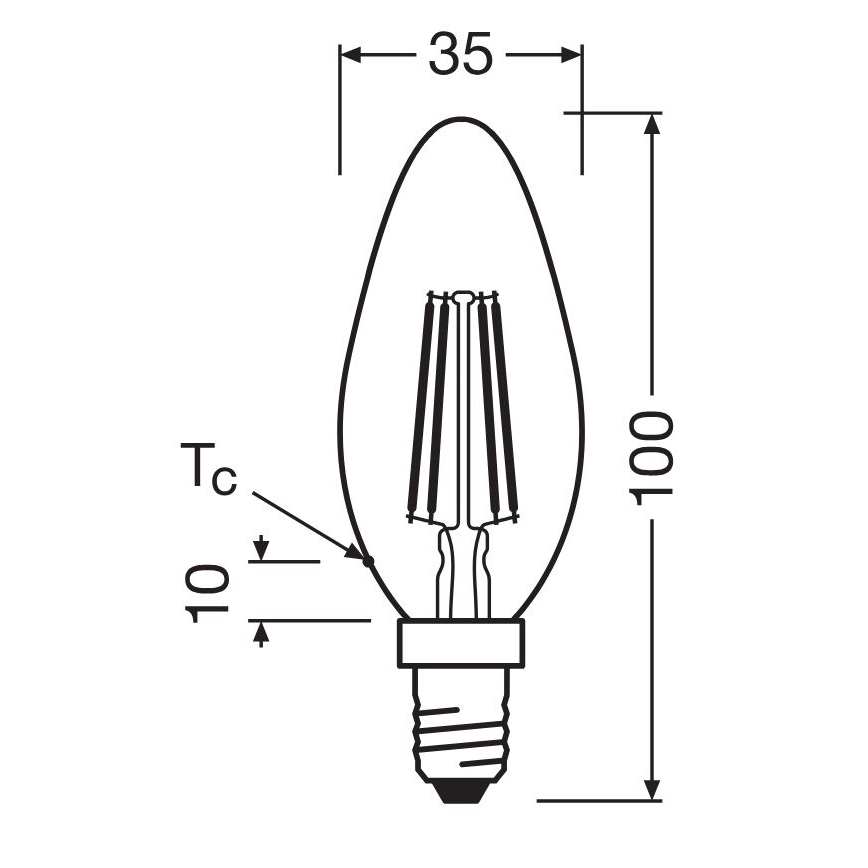 CONJUNTO 2x Lâmpadas LED FILAMENT B35 E14/4W/230V 4000K - Osram
